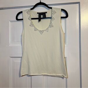 #88 MICHELLE NICOLE IVORY EMBELLISHED TANK TOP MEDIUM